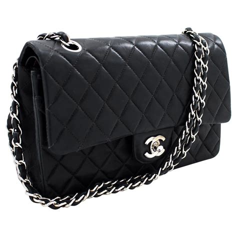 chanel quilted silver chain bag|Chanel wallet on chain size.